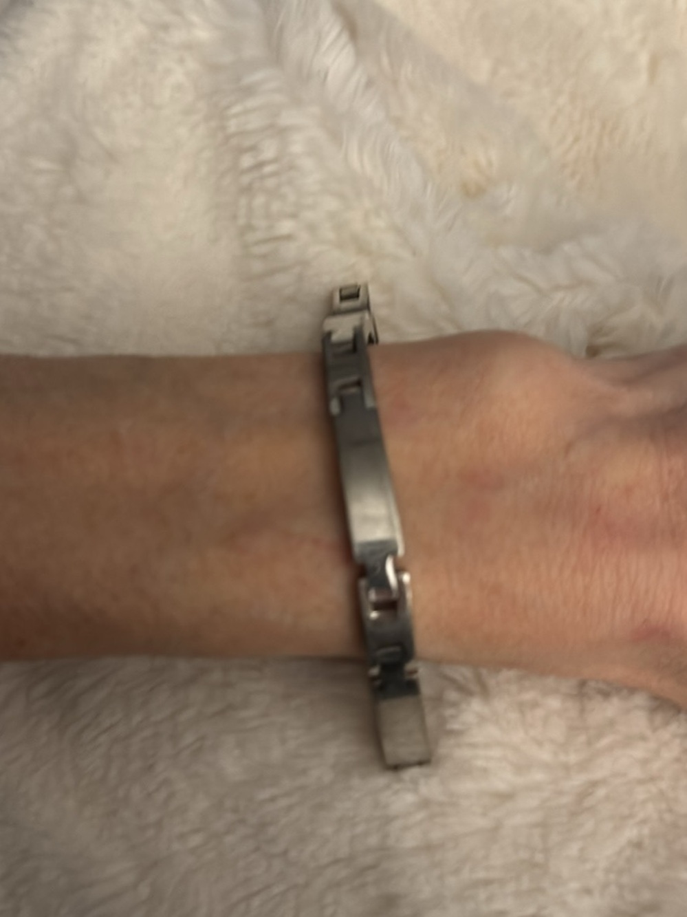 Link Brushed Silver Rectangular Link Bracelet